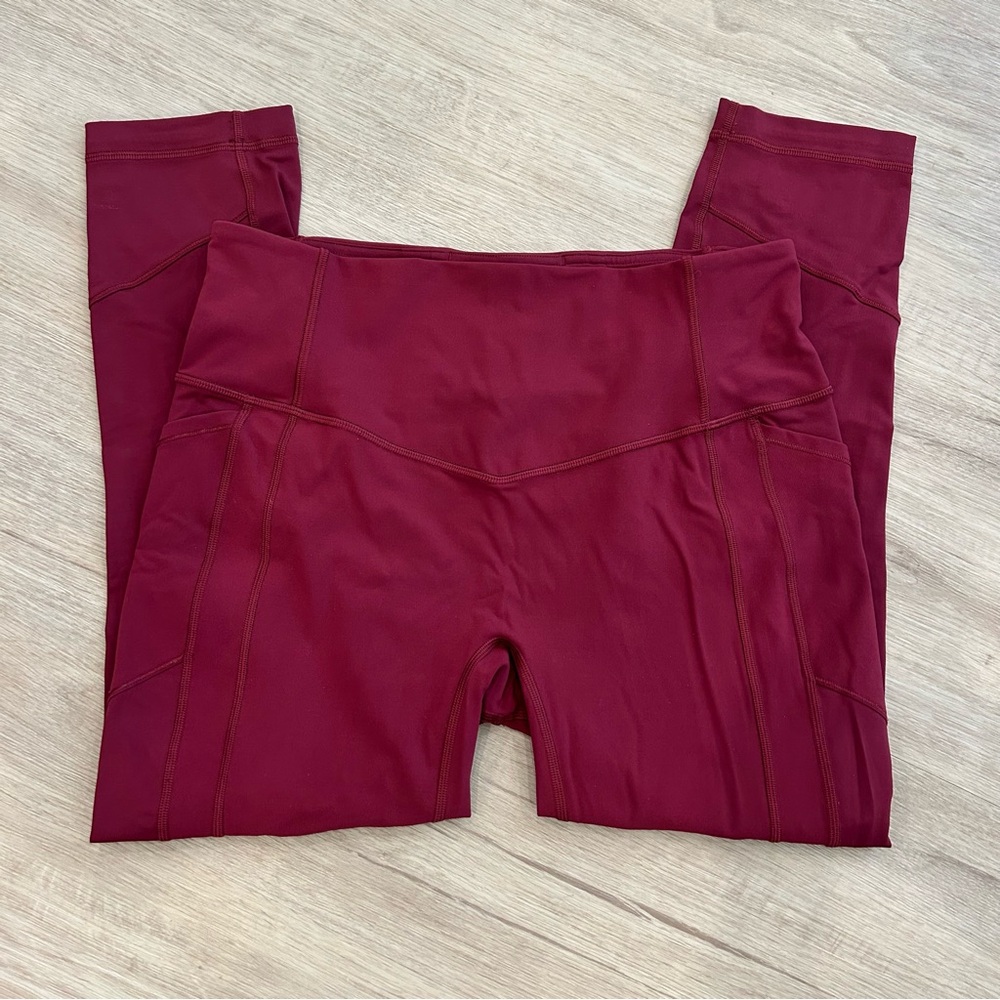 Lululemon Burgundy Leggings With Pockets